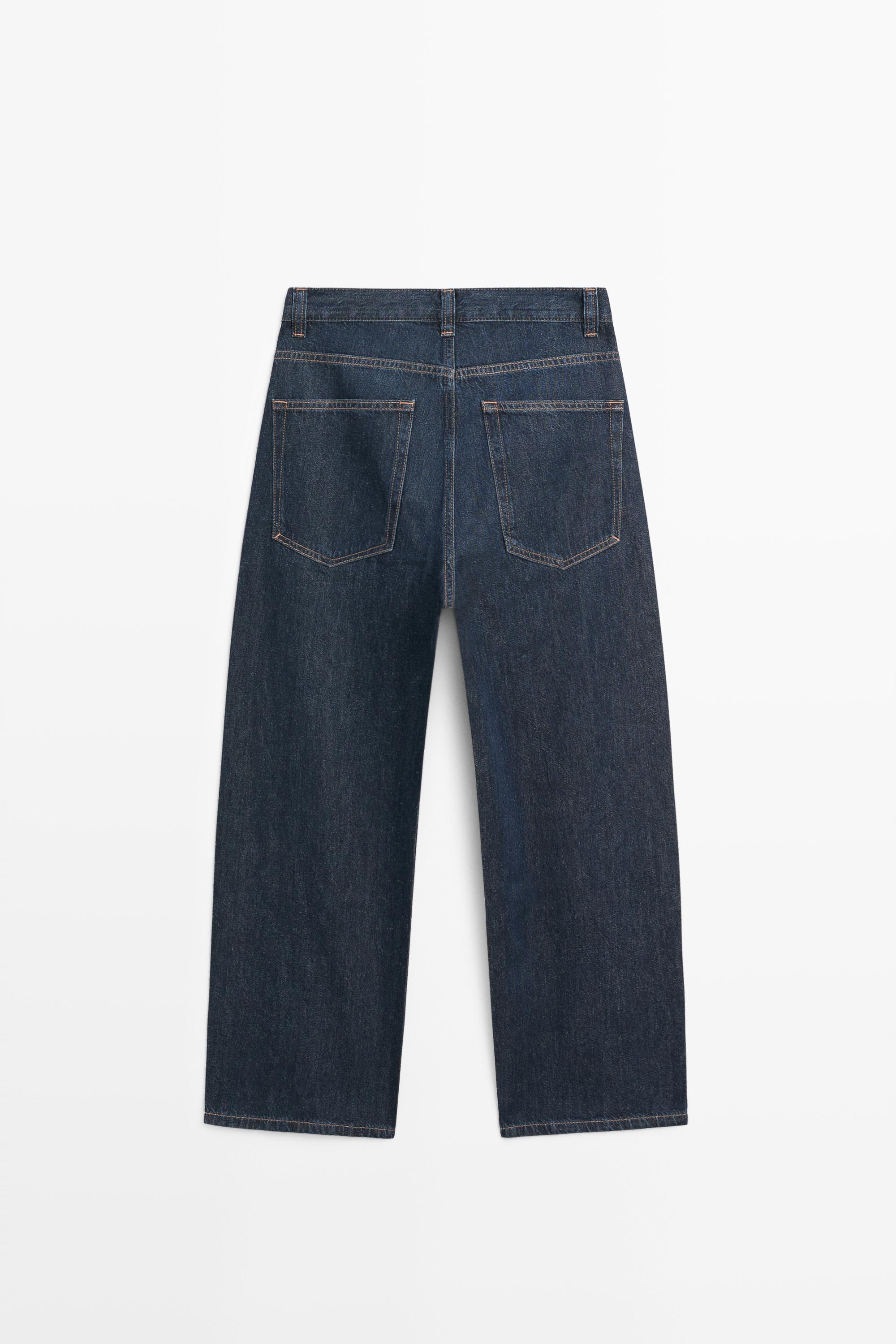 Jean wide leg taille moyenne cropped